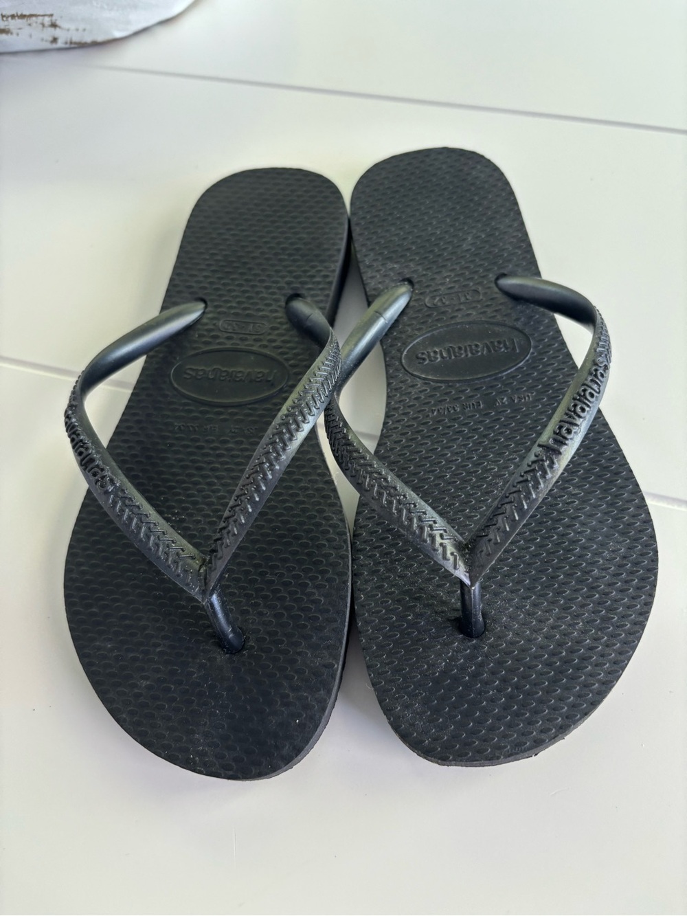 Havaianas Kids Black Slim-Strap Flip Flops